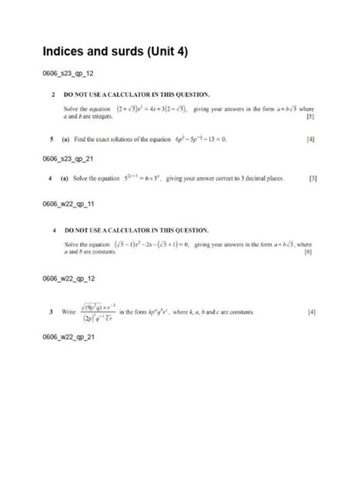 IGCSE Indices Worksheet PDF – Instant Download for Exam Success