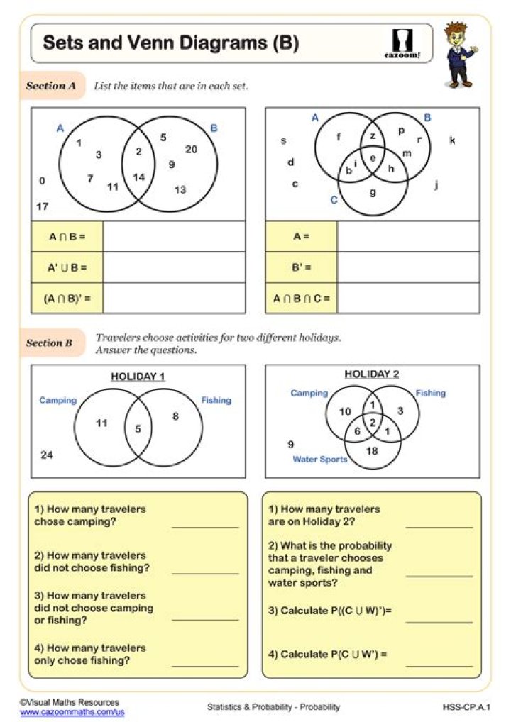IGCSE Sets and Venn Diagrams Worksheets with Answers PDF – Instant Download