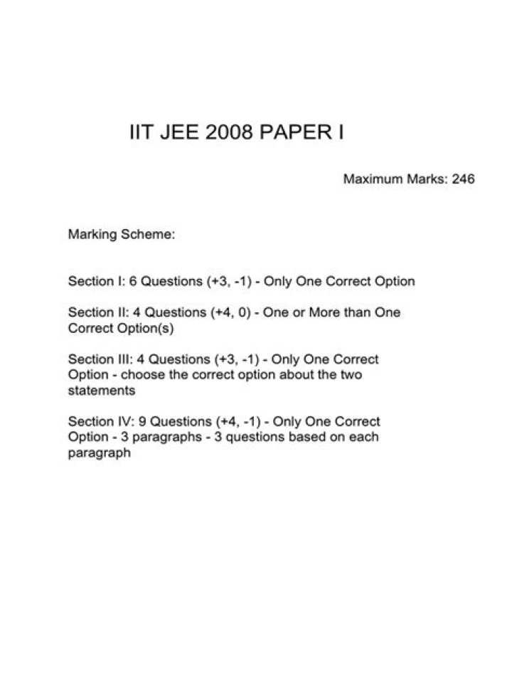 IIT Jee 2008 Question Paper 1 with Solutions PDF - Exact Answers