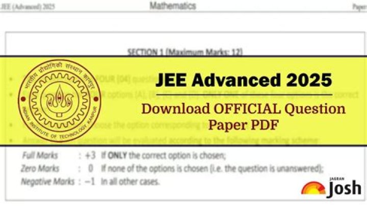 IIT JEe Advanced 2025 Question Paper PDF – Download Exam Solved Papers
