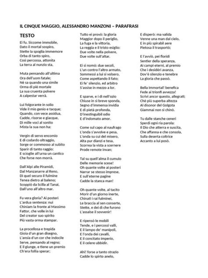Il 5 Maggio Testo PDF Gratuito da Scaricare