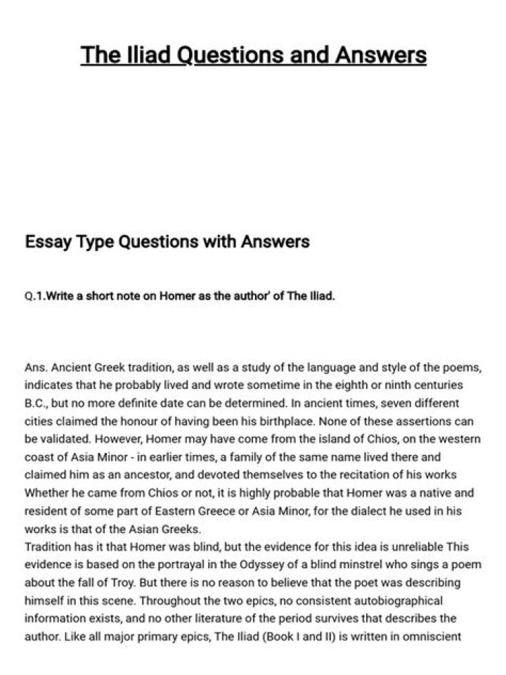 Iliad Questions and Answers PDF: Expert Insights & Analysis