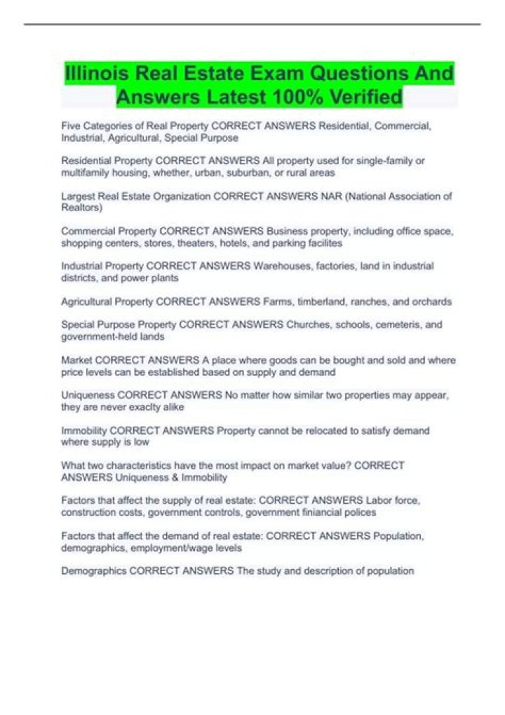 Free Illinois Real Estate Exam Questions PDF for Passing Score