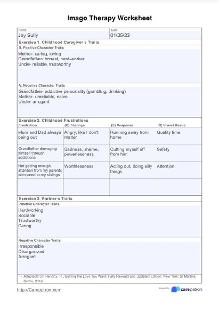 Free Imago Therapy Worksheet PDF for Deep Self-Reflection