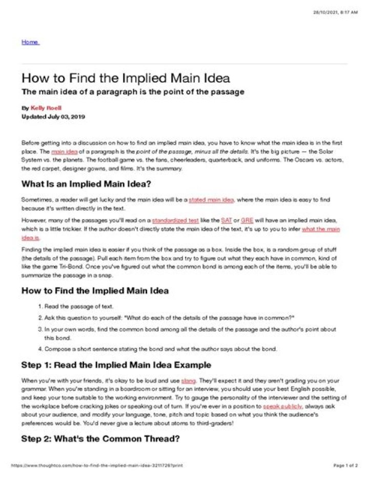 Implied Main Idea Exercises with Answers PDF: Master Reading Comprehension