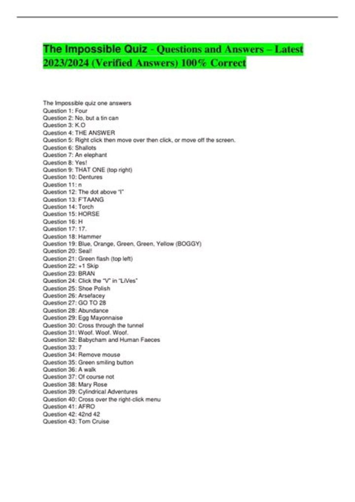 Impossible Quiz Answers PDF: Crack Every Challenge
