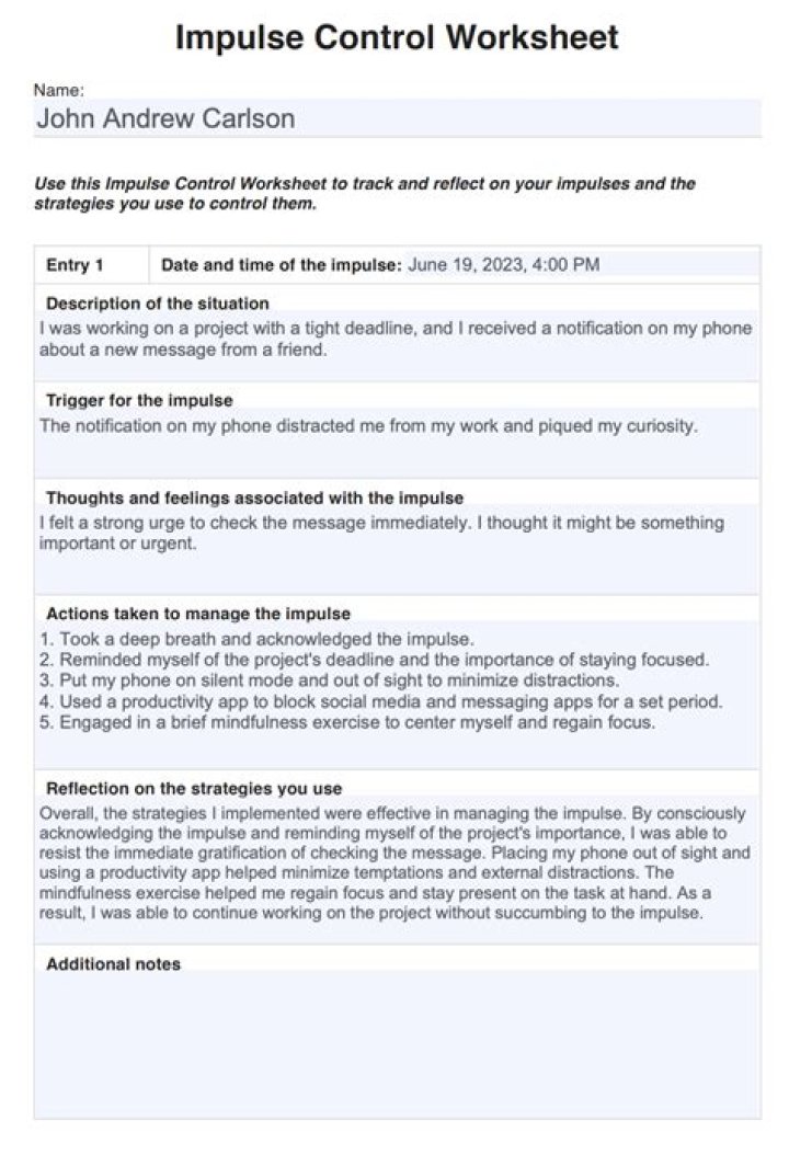 Impulse Control in Addiction Recovery Worksheets: PDF Workbook