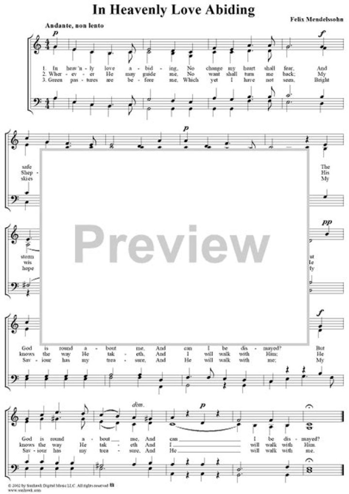 In Heavenly Love Abiding Sheet Music PDF for Spiritual Devotion