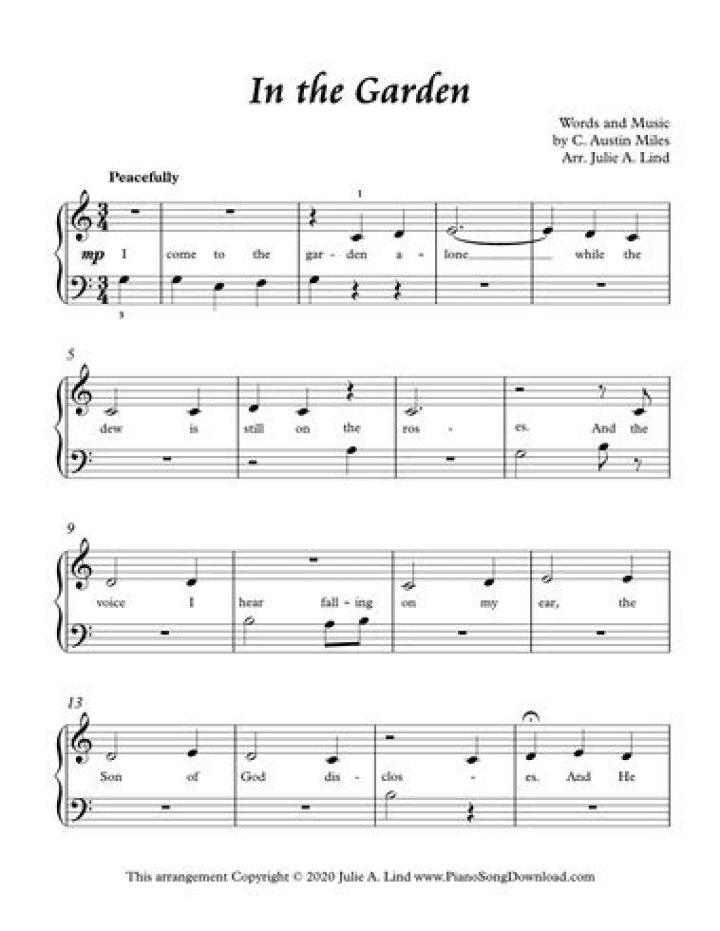 In the Garden Hymn Sheet Music PDF – Printable Hymn Sheet Music
