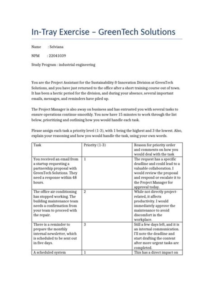 Master Your In-Tray: Expert Exercise with Answers PDF