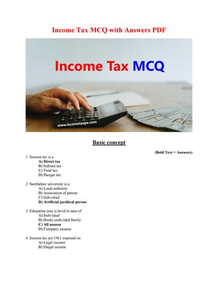 Income Tax Multiple Choice Questions with Answers PDF