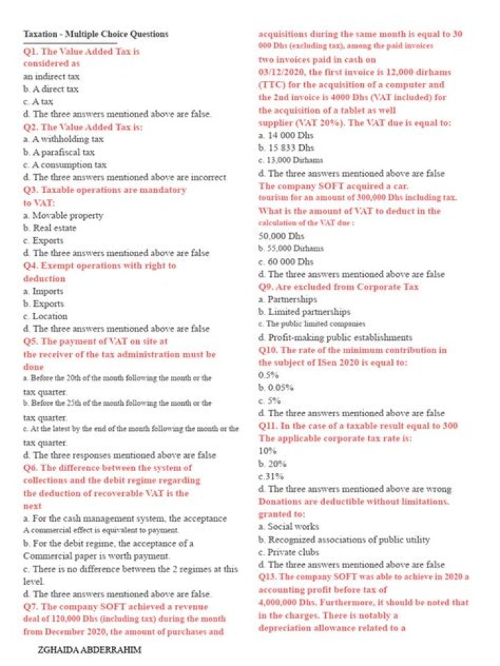 Income Tax Multiple Choice Questions PDF: Practice & Pass Tax Exams