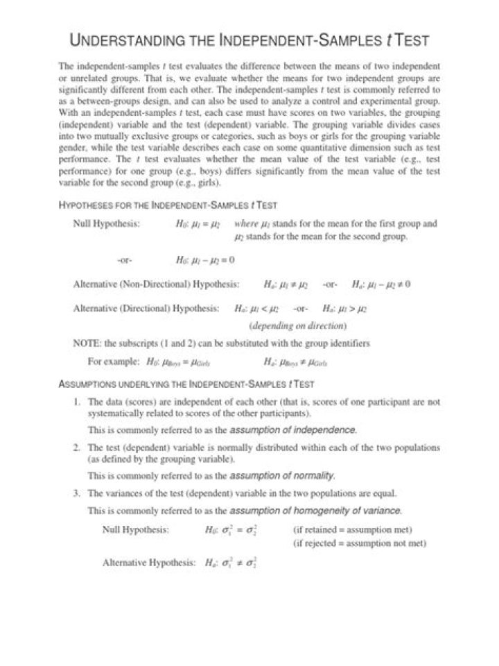 Independent T-Test PDF: Step-by-Step Guide & Downloadable Examples