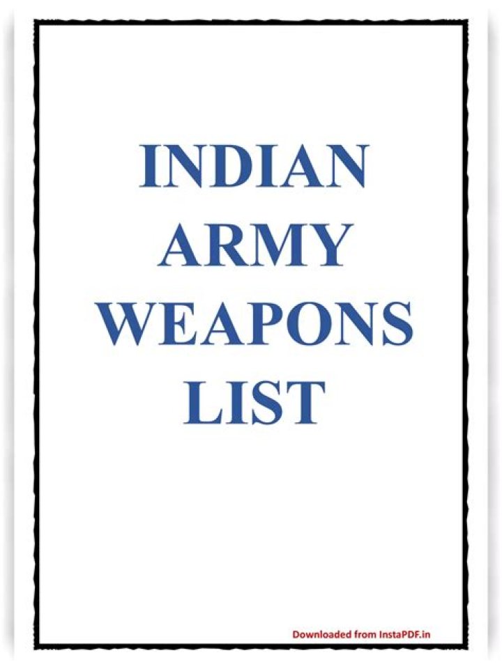 Indian Army Weapons List PDF: Official Firearms & Equipment Guide