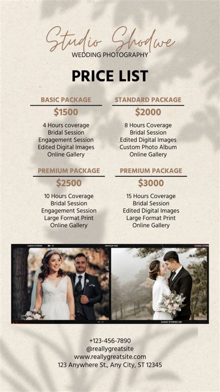 Affordable Indian Wedding Photography Price List PDF for 2025