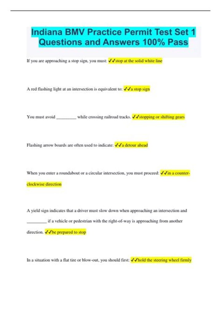 Indiana Driving Test Questions and Answers PDF – Pass with Ease