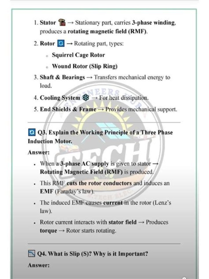 Induction Motor Questions and Answers PDF – Expert Guide