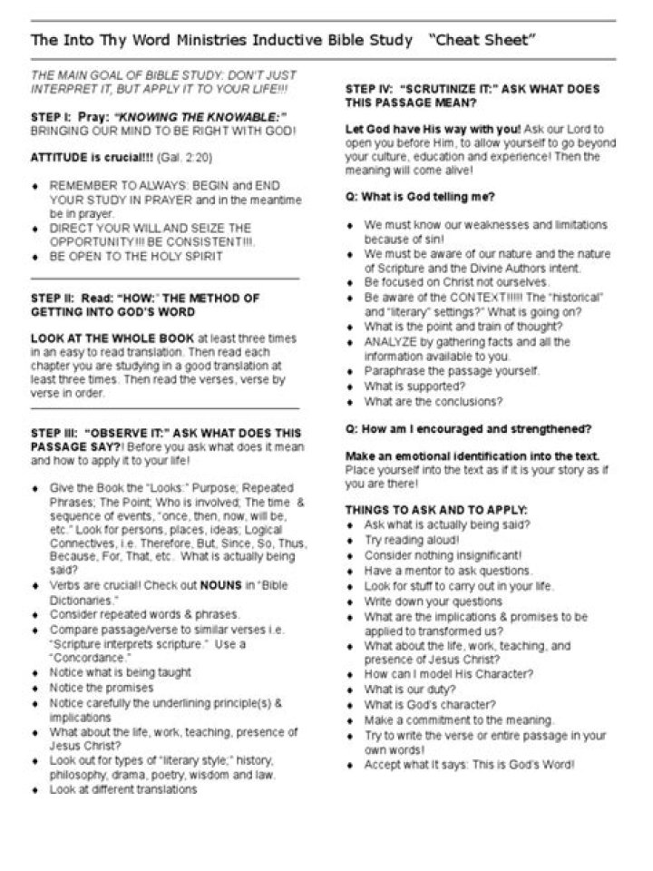 Inductive Bible Study Cheat Sheet PDF: Quick Reference for Effective Learning