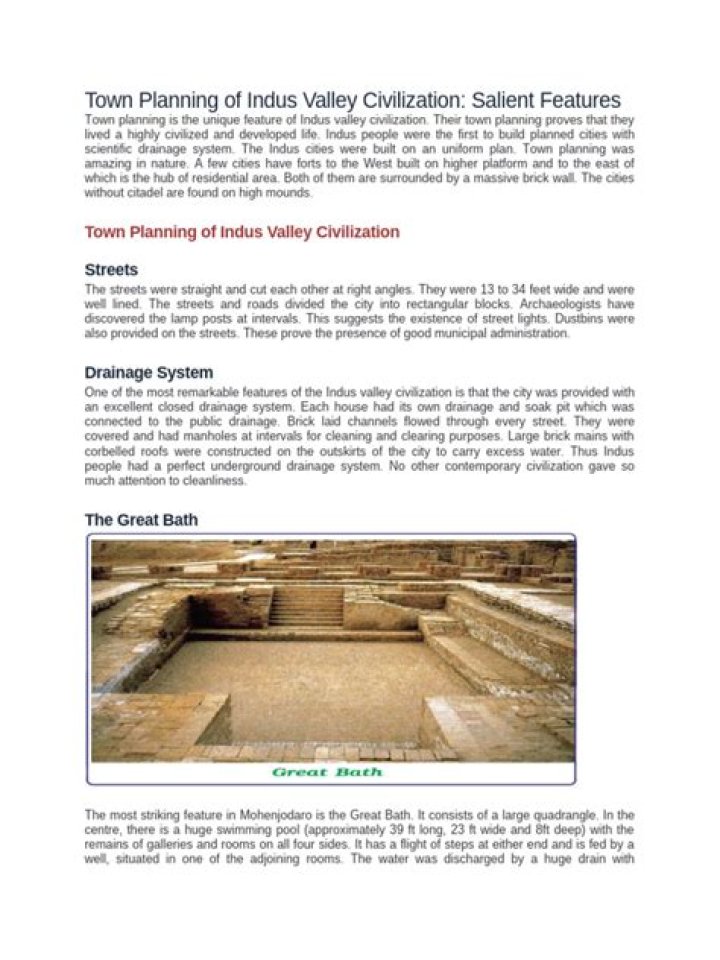 Indus Valley Civilization Town Planning PDF: Ancient Urban Design Insights