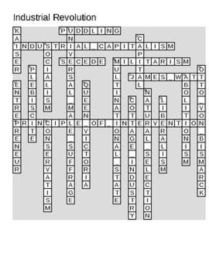 Industrial Revolution Crossword Puzzle Answer Key PDF – Download Now