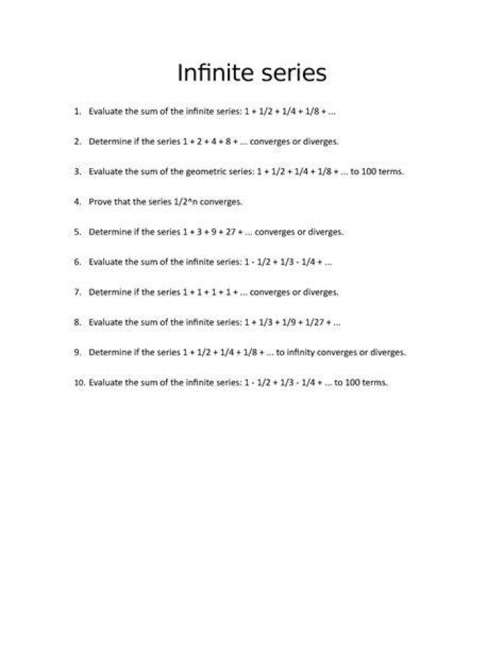 Infinite Series Questions & Answers PDF: Expert Solutions