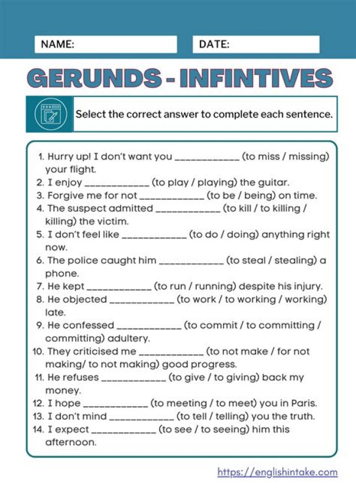 Infinitive and Gerund Exercises with Answers PDF – Instant Practice & Solutions
