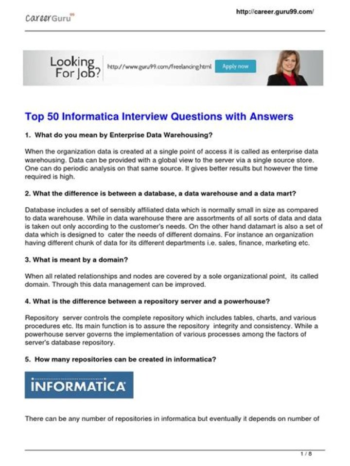 Informatica Interview Questions PDF – Top 50 Practice Sets