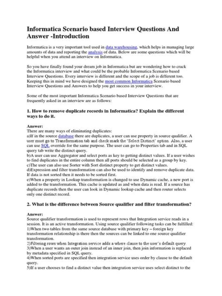 Informatica Scenario-Based Questions PDF: Master Data Integration Tests