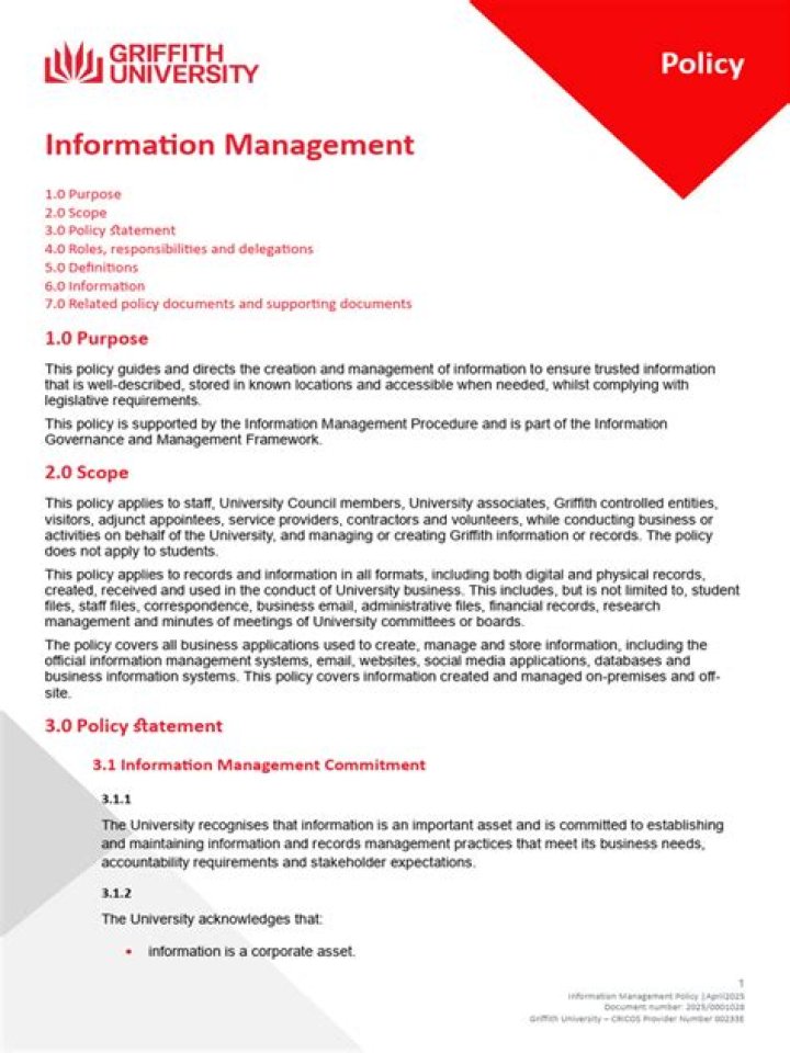 Information Management Policy PDF: Essential Guide for Compliance