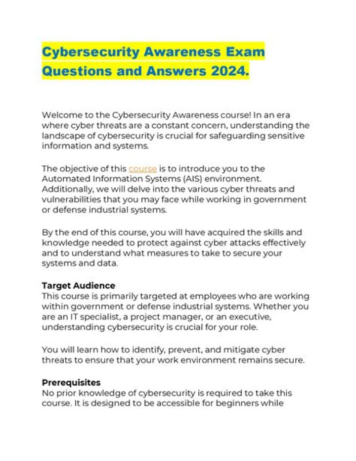 Essential Information Security Awareness Questions & Answers PDF