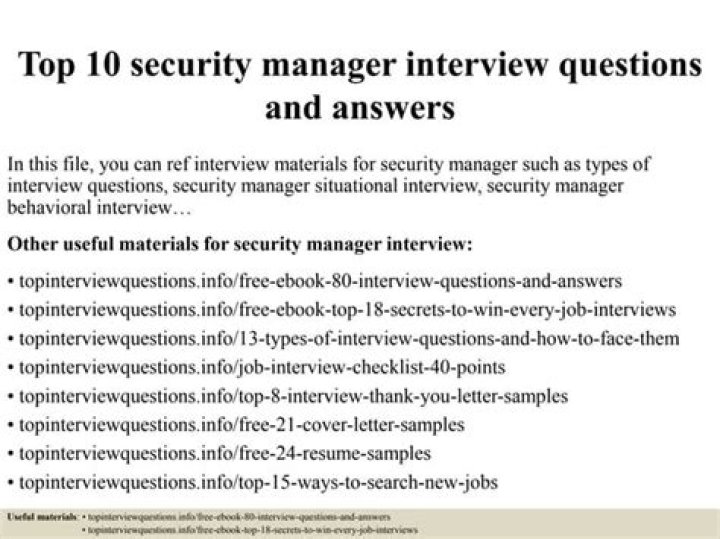 Essential Information Security Manager Interview Questions & Answers PDF