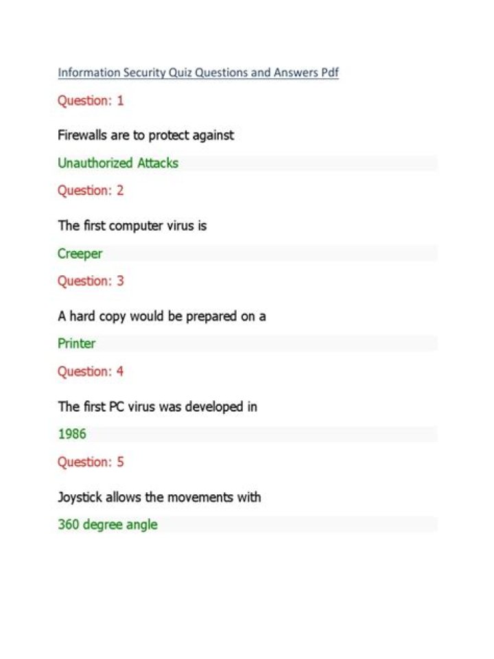 Information Security Quiz Questions & Answers PDF – Test Your Knowledge