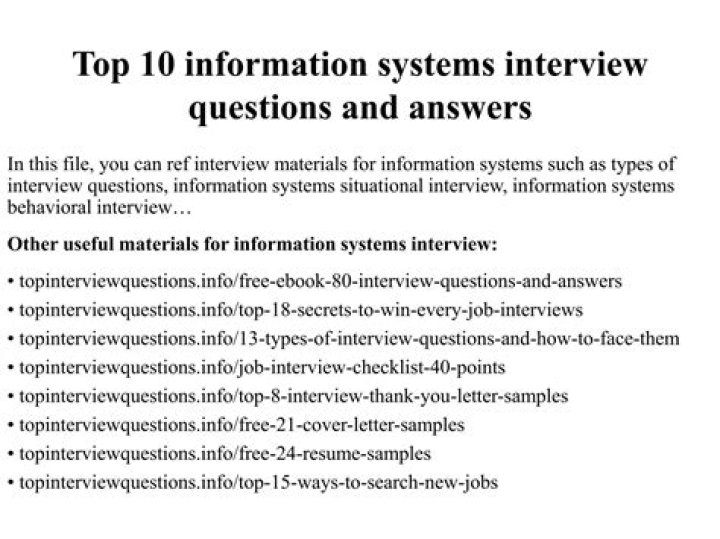 Top Information Systems Interview Questions and Answers PDF