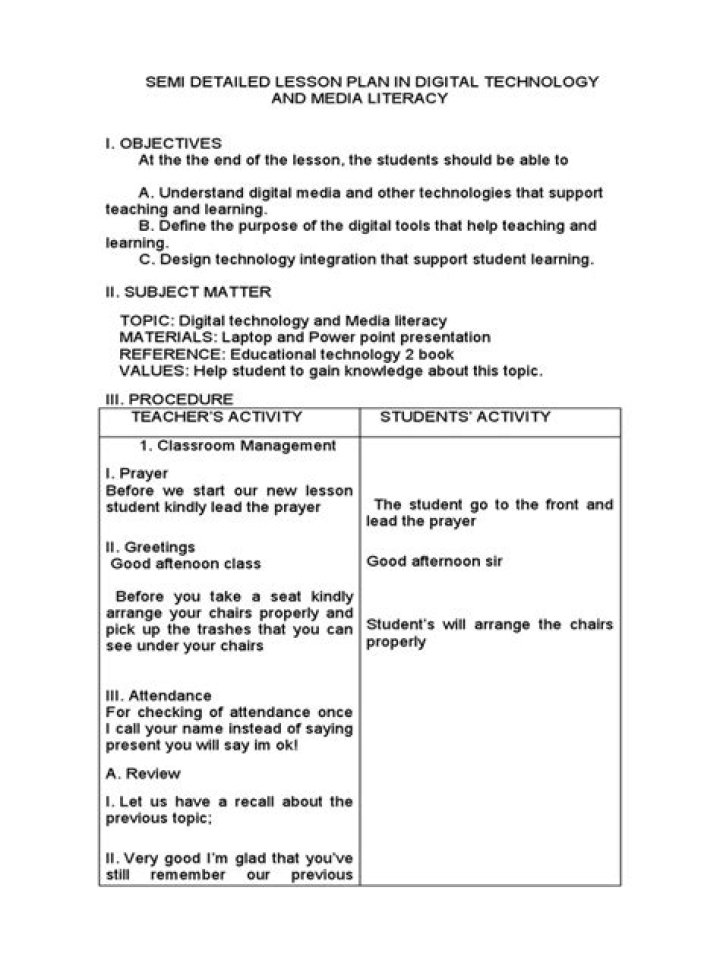 Download Free Information Technology Lesson Plan PDF for Classrooms