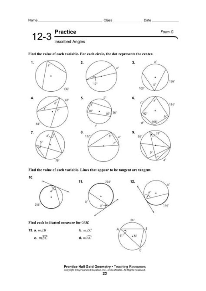 Inspect Inscribed Angles & Intercepted Arcs: Free Worksheet PDF