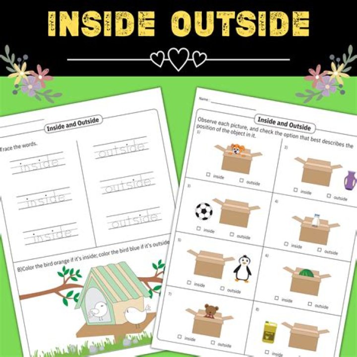 Inside and Outside Worksheets for Kindergarten PDF – Printable Learning Activities