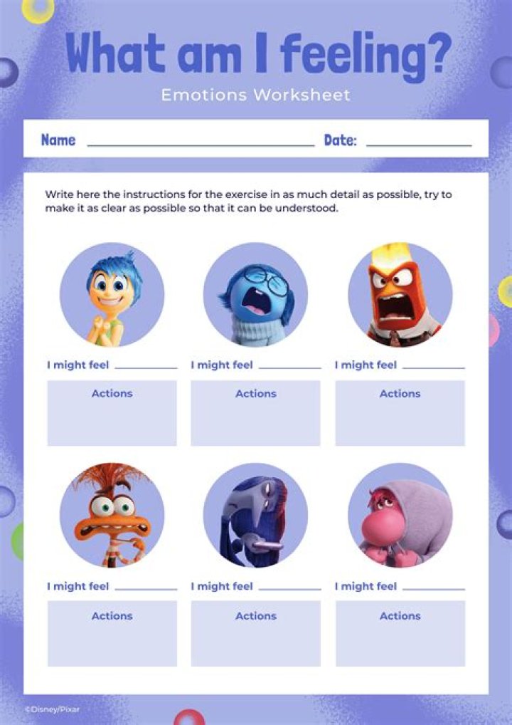 Inside Out 2 Free Worksheets PDF – Printable Emotion Learning Activities