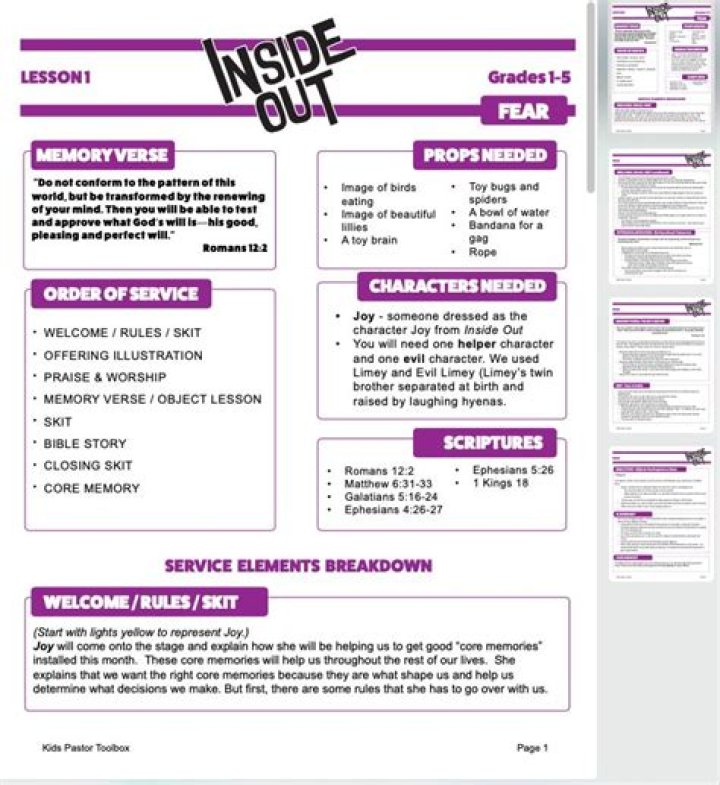 Inside Out Lesson Plan PDF for Teachers