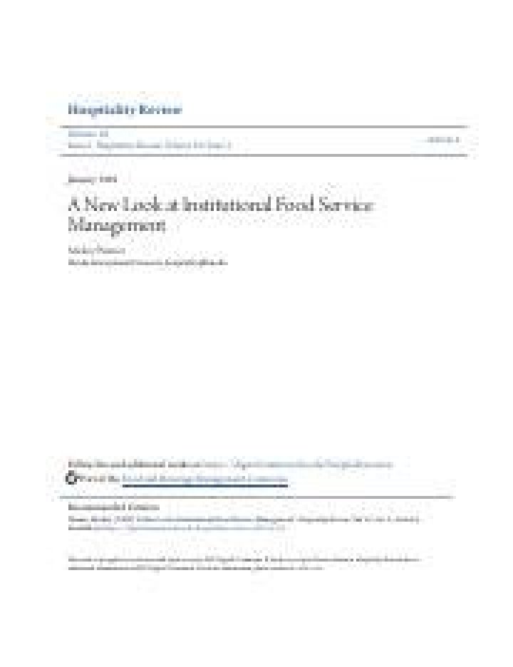 Institutional Food Service Management PDF: Comprehensive Guide