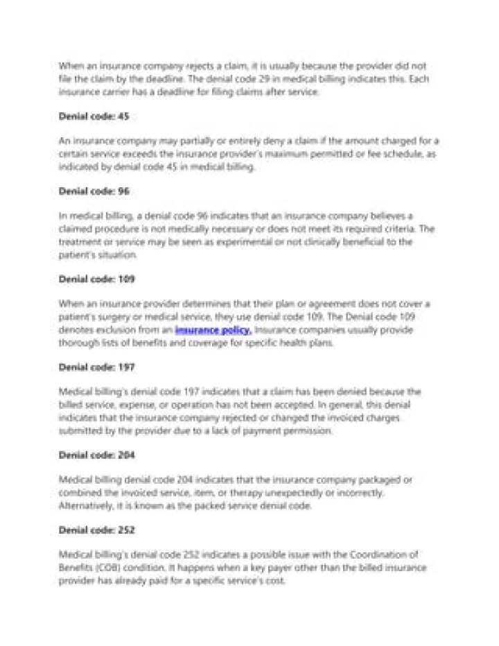 Insurance Denial Codes List PDF: Complete Guide to Common Denials