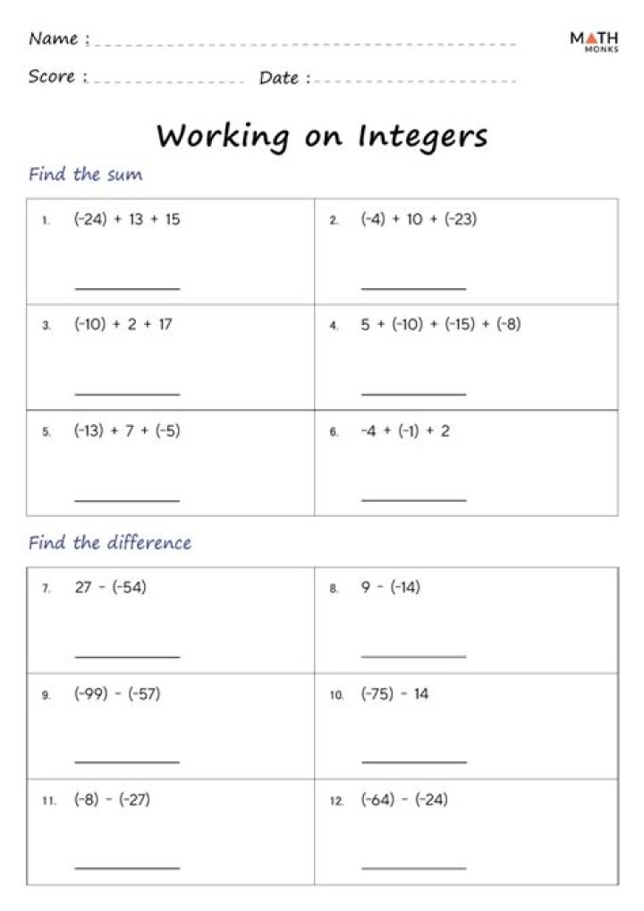 Integers Questions PDF: Practice Problems & Solutions