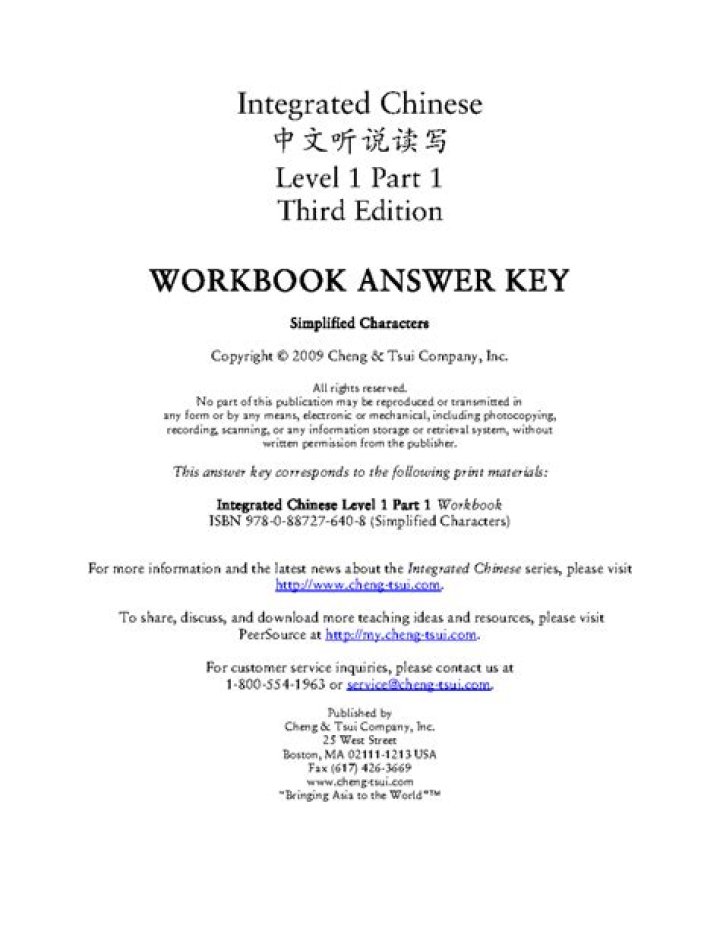 Integrated Chinese Workbook Answer Key PDF – Instant Solutions