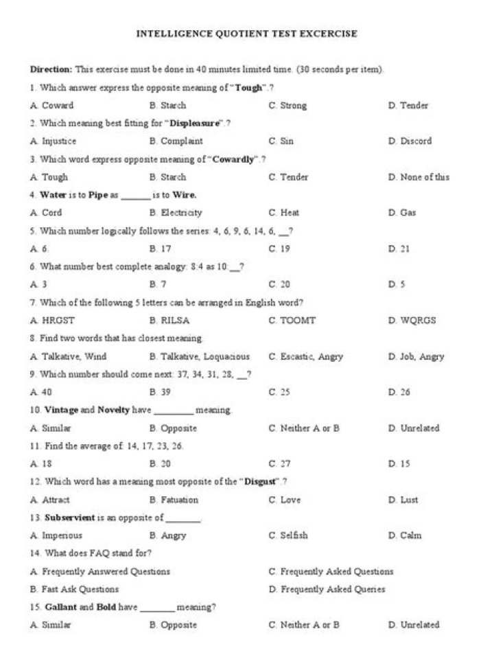 Free Intelligence Quotient Test PDF – Instant IQ Assessment