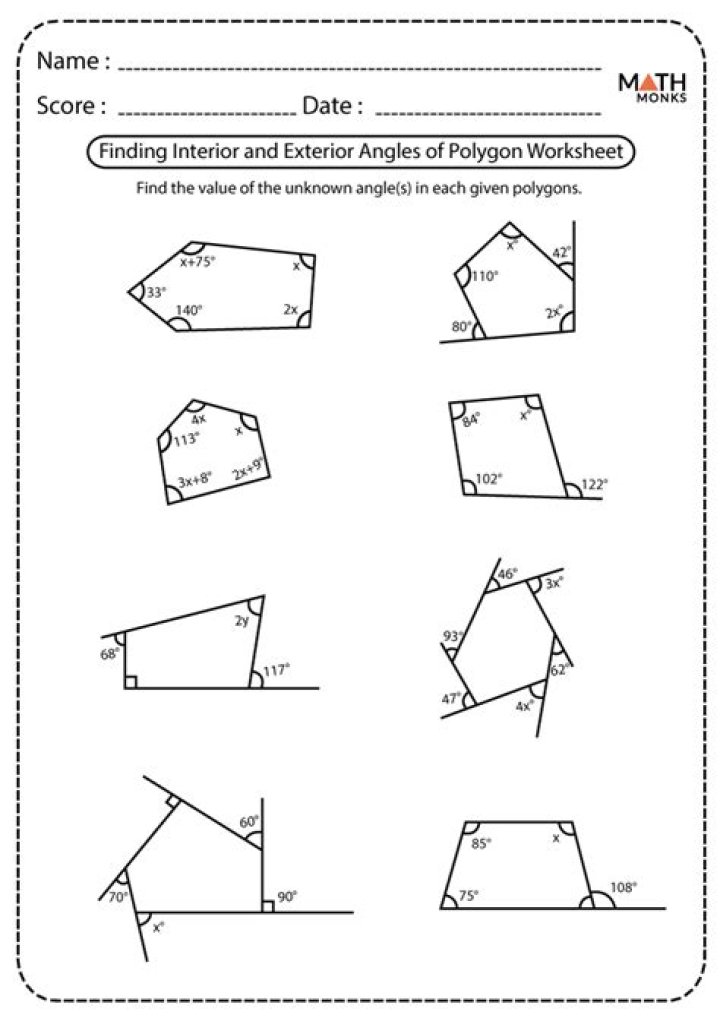 Interior and Exterior Angles Worksheet PDF: Perfect Practice for Geometry Students