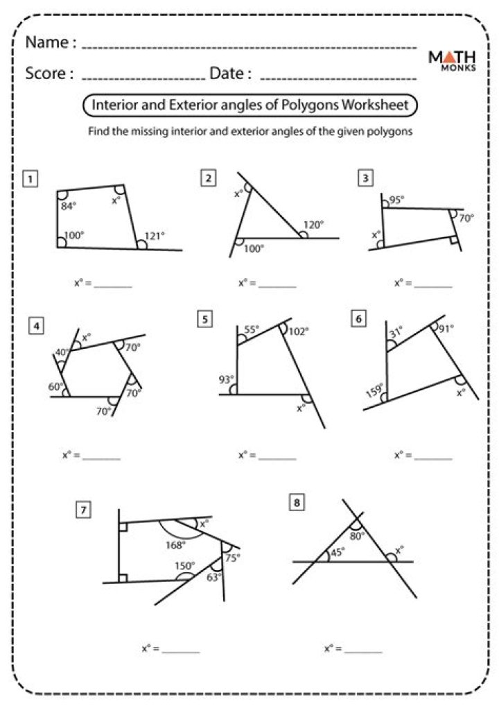 Interior and Exterior Angles Worksheet with Answers PDF – Instant Practice & Solutions