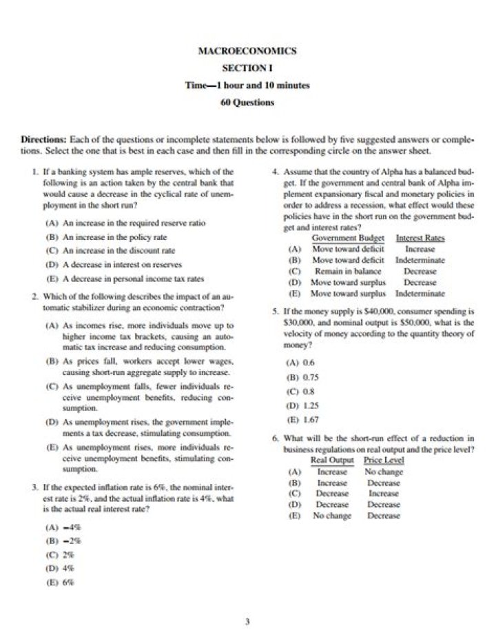 Intermediate Macroeconomics Exam Questions & Answers PDF for Students