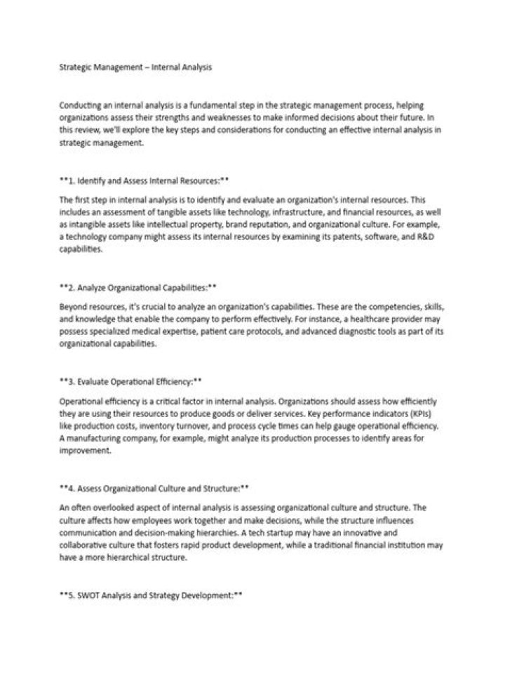 Internal Analysis in Strategic Management: A Strategic PDF Guide