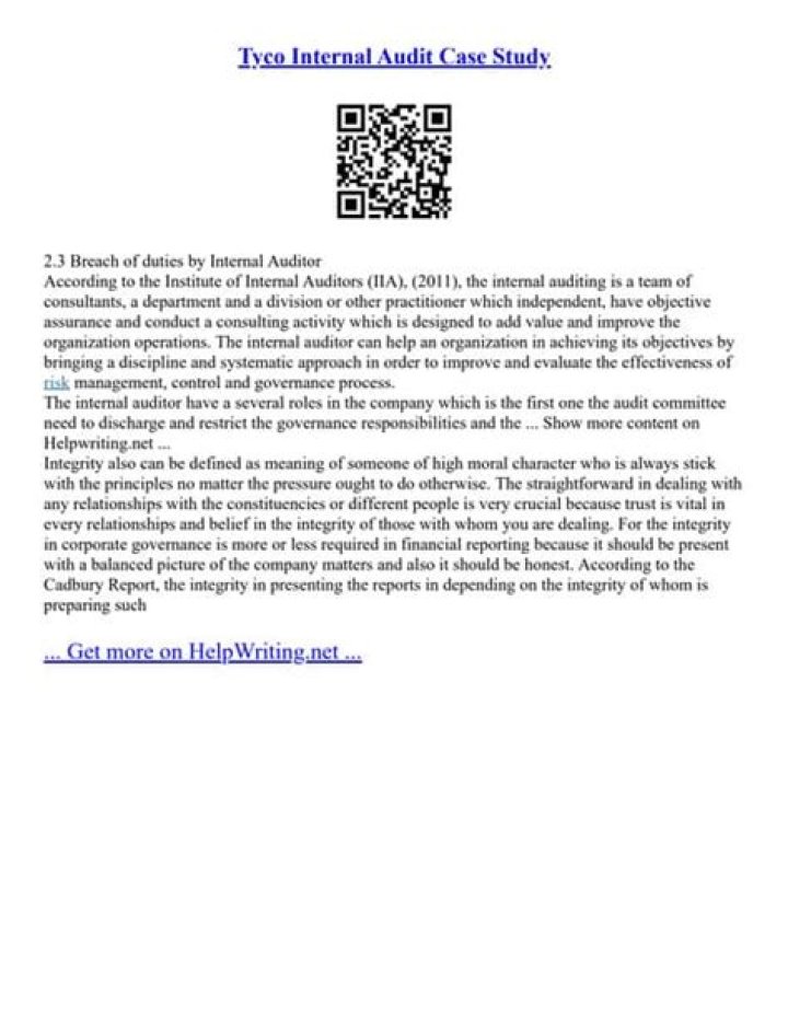 Internal Audit Case Study Questions and Answers PDF Guide