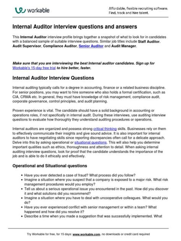 Internal Auditor Questions and Answers PDF: Essential Guidance
