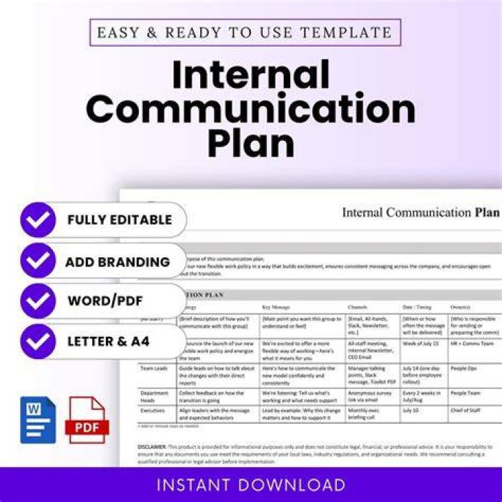 Internal Communications Plan Examples PDF for Better Team Alignment